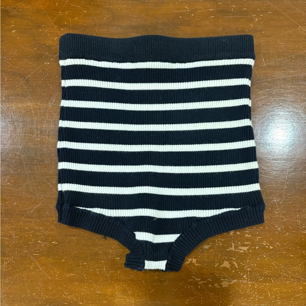 Valentino Navy and White Striped Shorts